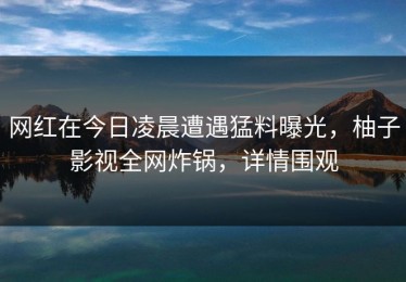 网红在今日凌晨遭遇猛料曝光，柚子影视全网炸锅，详情围观