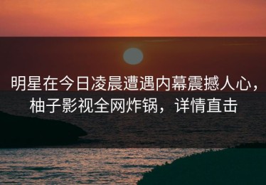 明星在今日凌晨遭遇内幕震撼人心，柚子影视全网炸锅，详情直击