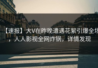 【速报】大V在昨晚遭遇花絮引爆全场，人人影视全网炸锅，详情发现