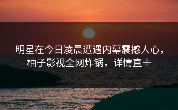 明星在今日凌晨遭遇内幕震撼人心，柚子影视全网炸锅，详情直击