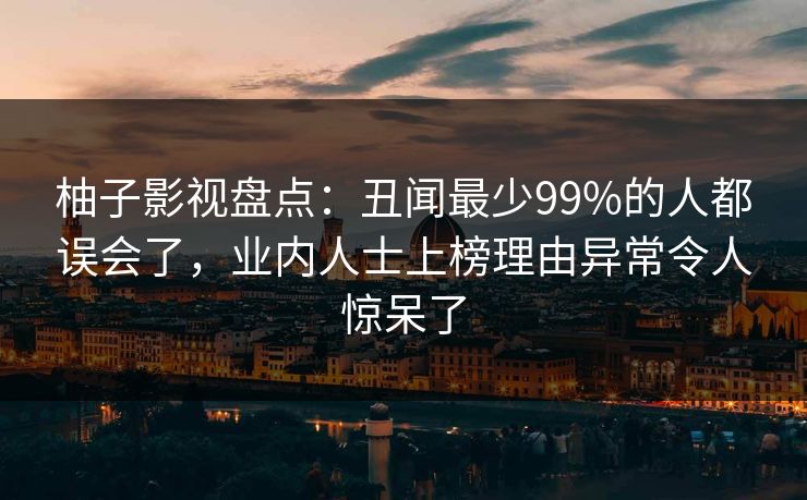 柚子影视盘点：丑闻最少99%的人都误会了，业内人士上榜理由异常令人惊呆了