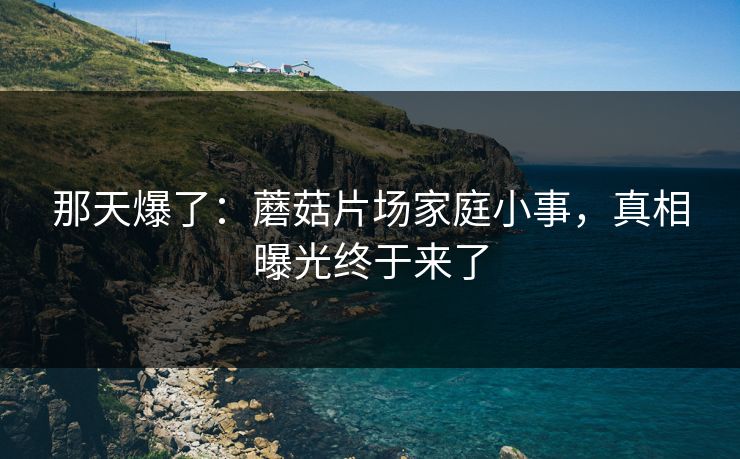 那天爆了：蘑菇片场家庭小事，真相曝光终于来了