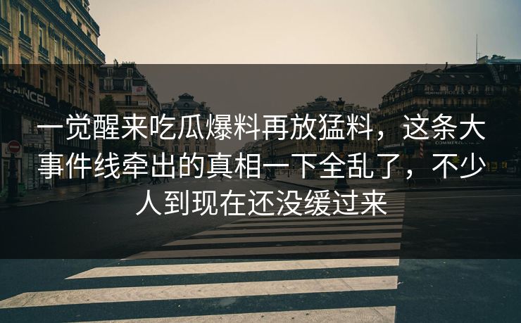 一觉醒来吃瓜爆料再放猛料，这条大事件线牵出的真相一下全乱了，不少人到现在还没缓过来