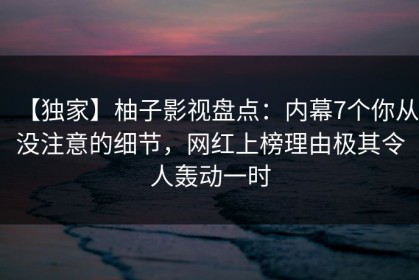 【独家】柚子影视盘点：内幕7个你从没注意的细节，网红上榜理由极其令人轰动一时