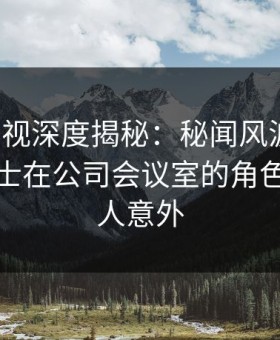 柚子影视深度揭秘：秘闻风波背后，业内人士在公司会议室的角色异常令人意外