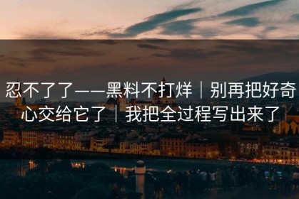 忍不了了——黑料不打烊｜别再把好奇心交给它了｜我把全过程写出来了